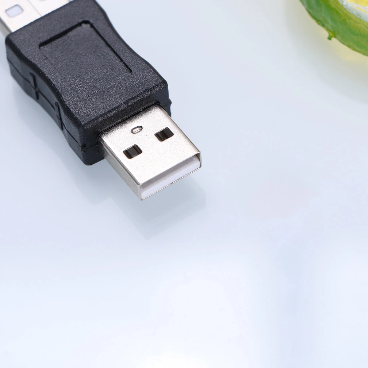 2Pc USB 2.0 Male to Mmale Connector USB Wire Double Male Head Conversion Adapter Converter Mini Lightweight Portable Adapter Black
