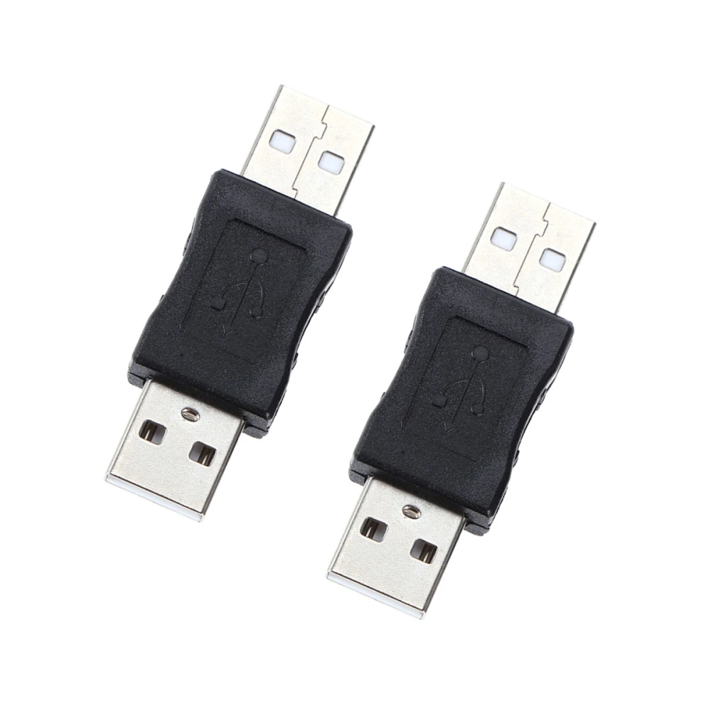 2Pc USB 2.0 Male to Mmale Connector USB Wire Double Male Head Conversion Adapter Converter Mini Lightweight Portable Adapter Black