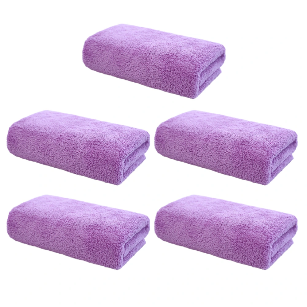 5PCS Face Washing Towel Microfiber Makeup Remover Towel Washcloth for Women Lady (Purple)