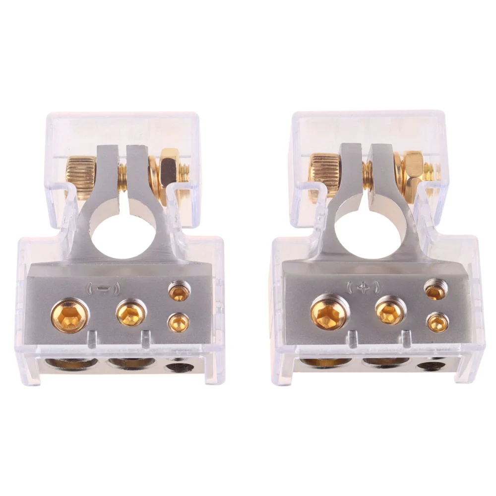 1 Pair Car Battery Clip Connector Car Audio Modified Battery Head Battery Clip with Dust Cover for Car Boat Van (Gold and Silver Mixed Color)