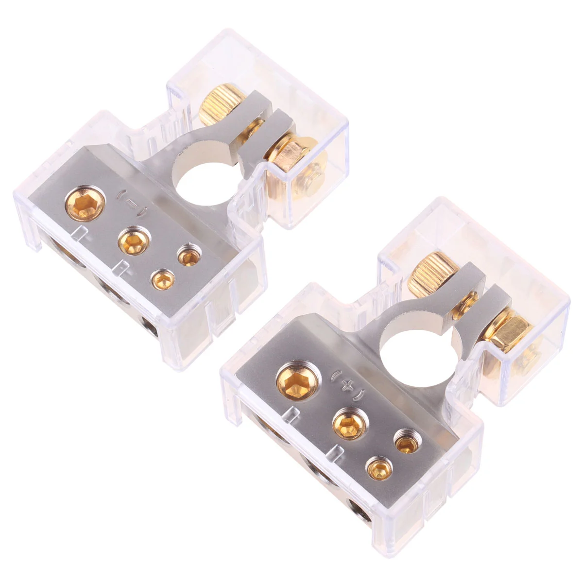 1 Pair Car Battery Clip Connector Car Audio Modified Battery Head Battery Clip with Dust Cover for Car Boat Van (Gold and Silver Mixed Color)