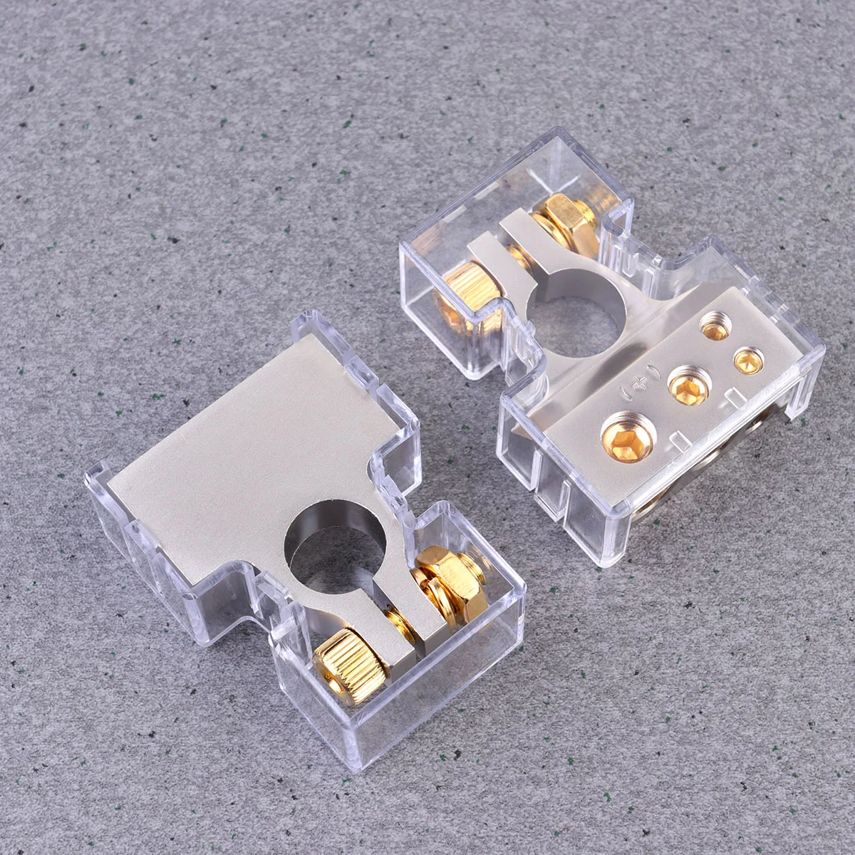 1 Pair Car Battery Clip Connector Car Audio Modified Battery Head Battery Clip with Dust Cover for Car Boat Van (Gold and Silver Mixed Color)