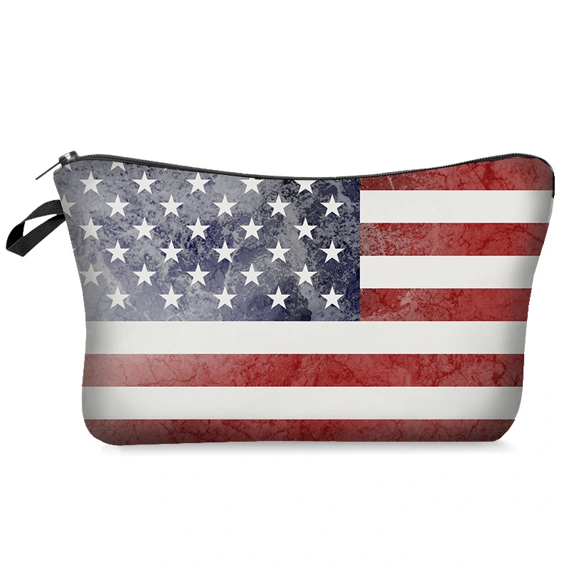 American Flag Pattern Pencil Bag Portable Makeup Bag Household Cosmetics Bag Pencil Accessory