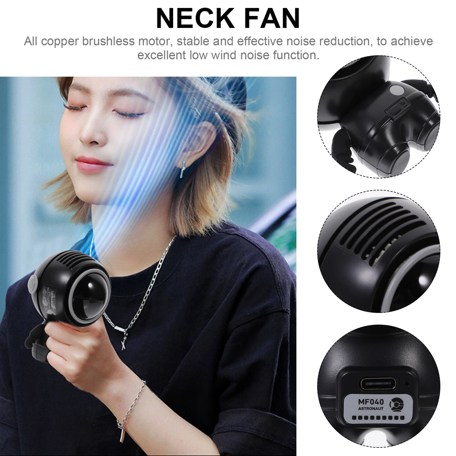 Hanging Neck Fan Astronaut Fan Personal Fan Rechargeable Neck Fan Summer Fan