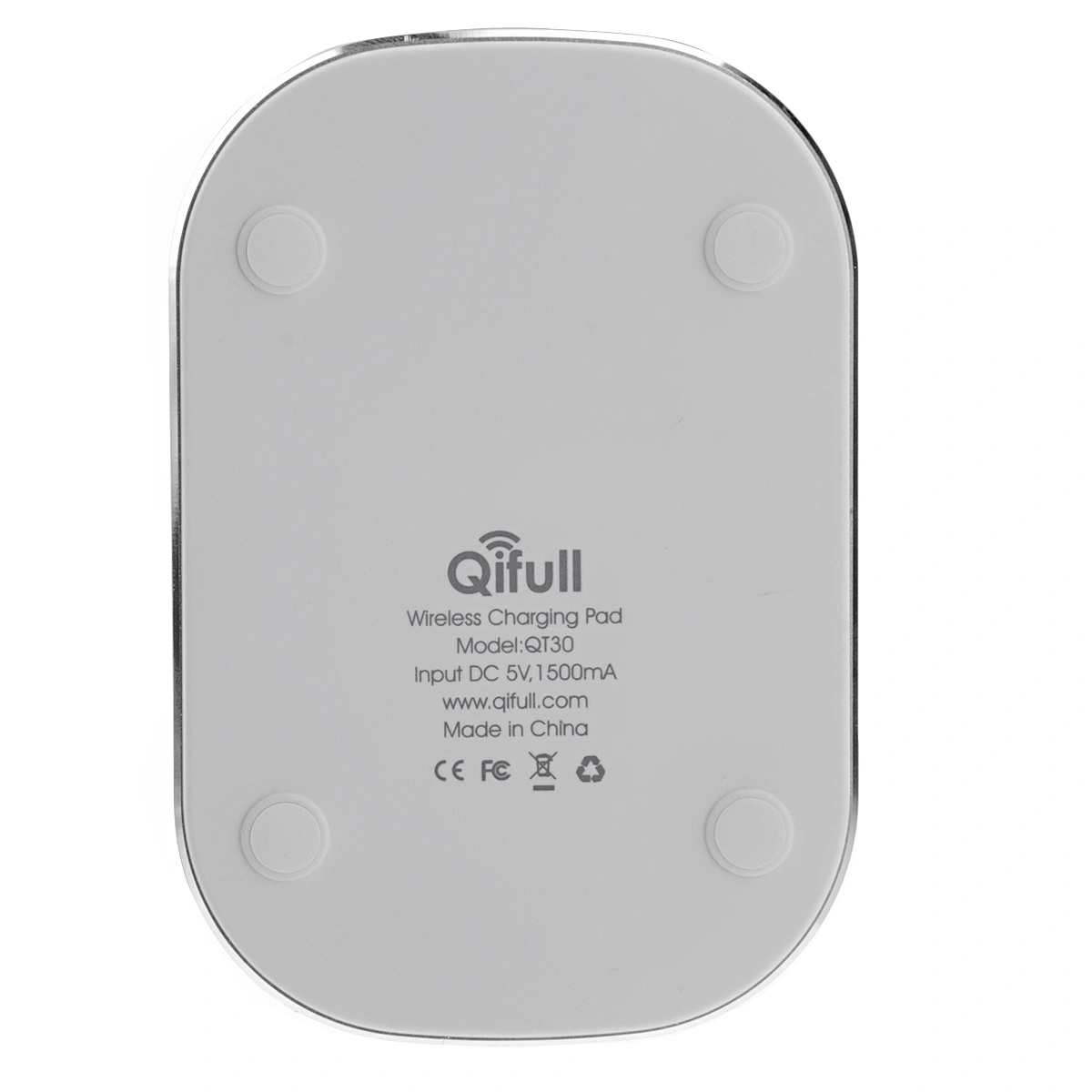 Qifull QT30 3-Coils Qi Wireless Charger Pad for iPhone X / iPhone 8 Plus / iPhone 8, Galaxy Note 8 / Galaxy S8 / S7, Nexus 7, Nokia Lumia 1520 / 1320, HTC U11 (White)