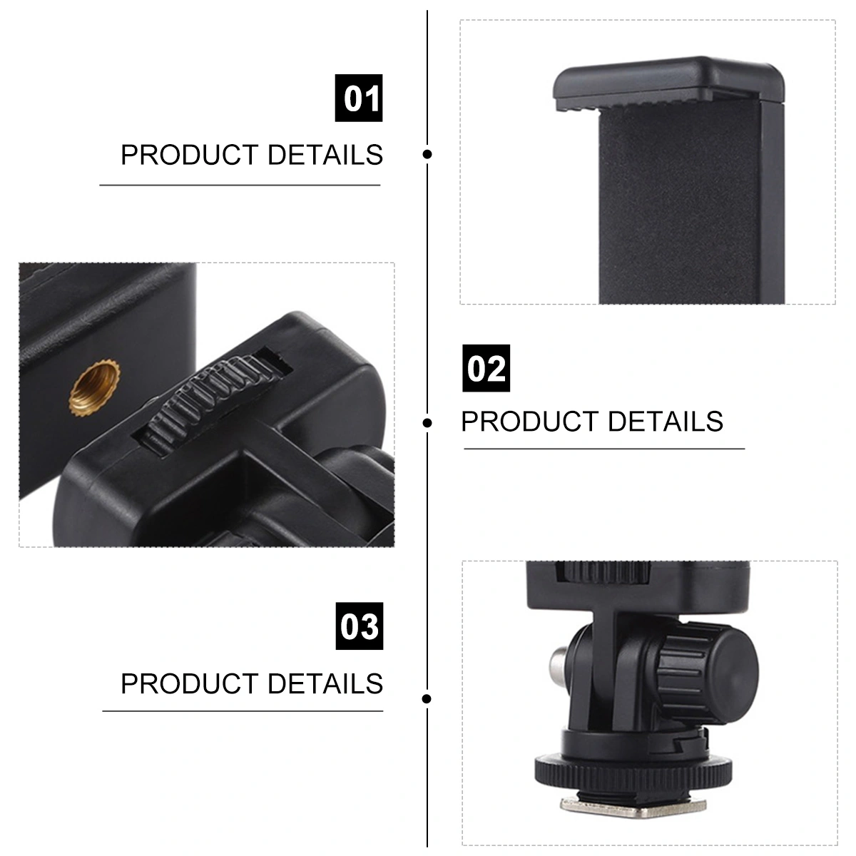 Cold Shoe Mount With Phone Holder 1/4 Inch Screw Camera Monitor Mount Adapter