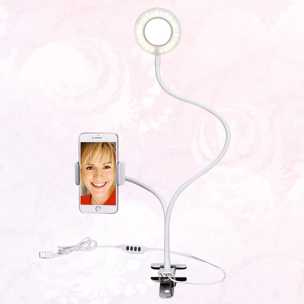 USB Cellphone Fill Light Beauty LED Lamp Cell Phone Selfie Live Broadcast Fill Lamp Bracket for Daily Use (White)