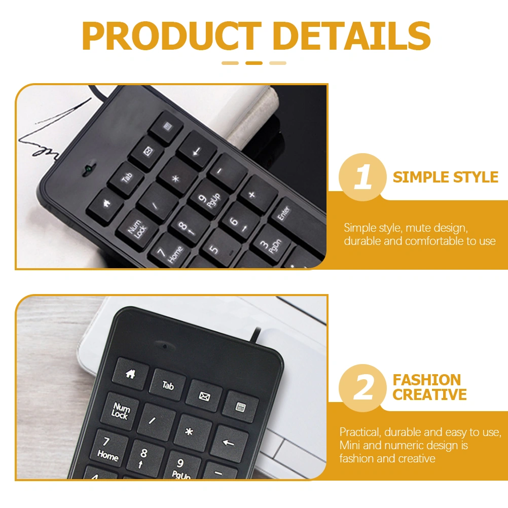 22 Key USB Universal Keyboard Practical Numeric Keypad Mini Wired Keyboard Simple Number Keyboard for Notebook Computer Laptop (Black)