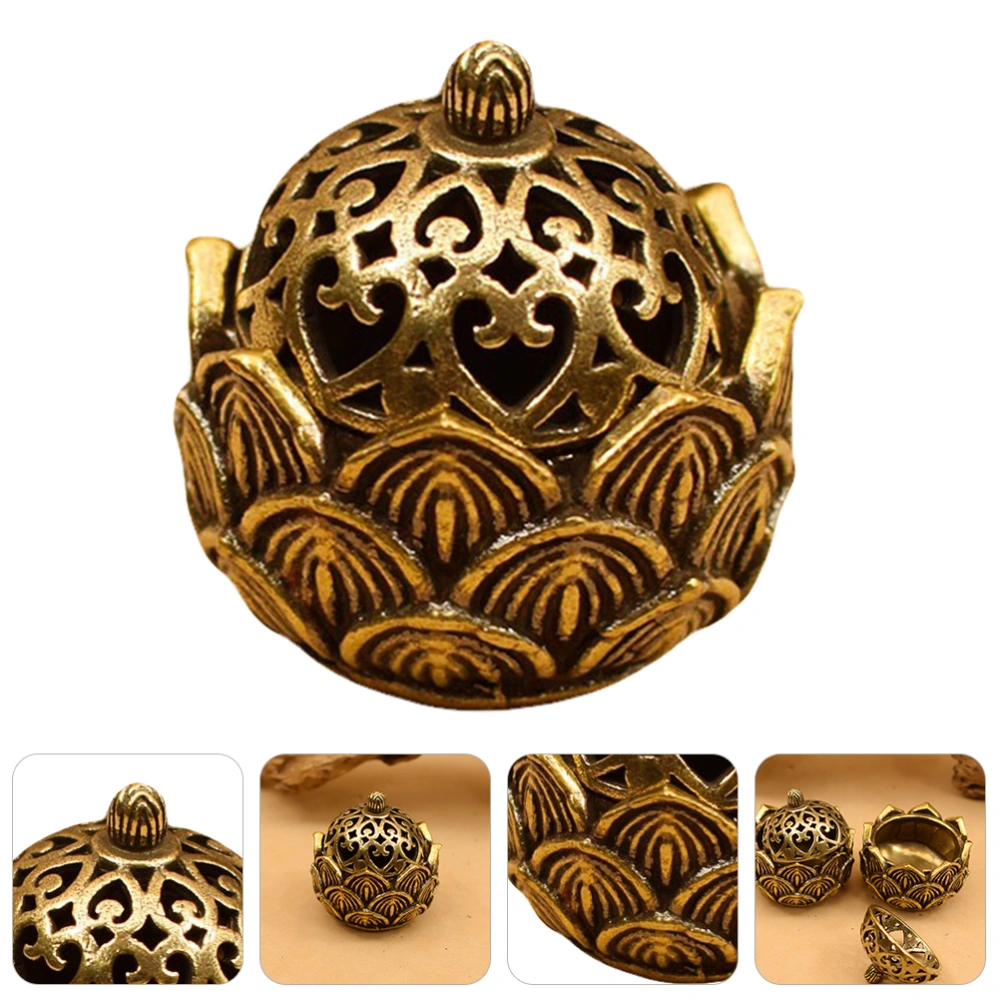 1pc Retro Copper Incense Holder Aromatherapy Burner Lotus Censer Decoration