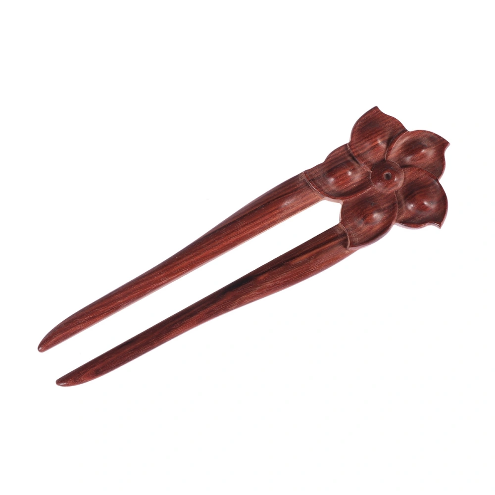 Vintage Wooden Engraving Flower Hair Chopsticks Hair Decor U-shaped Retro Hairpin Hair Clip Hair Stick (Red Sandal Wood)