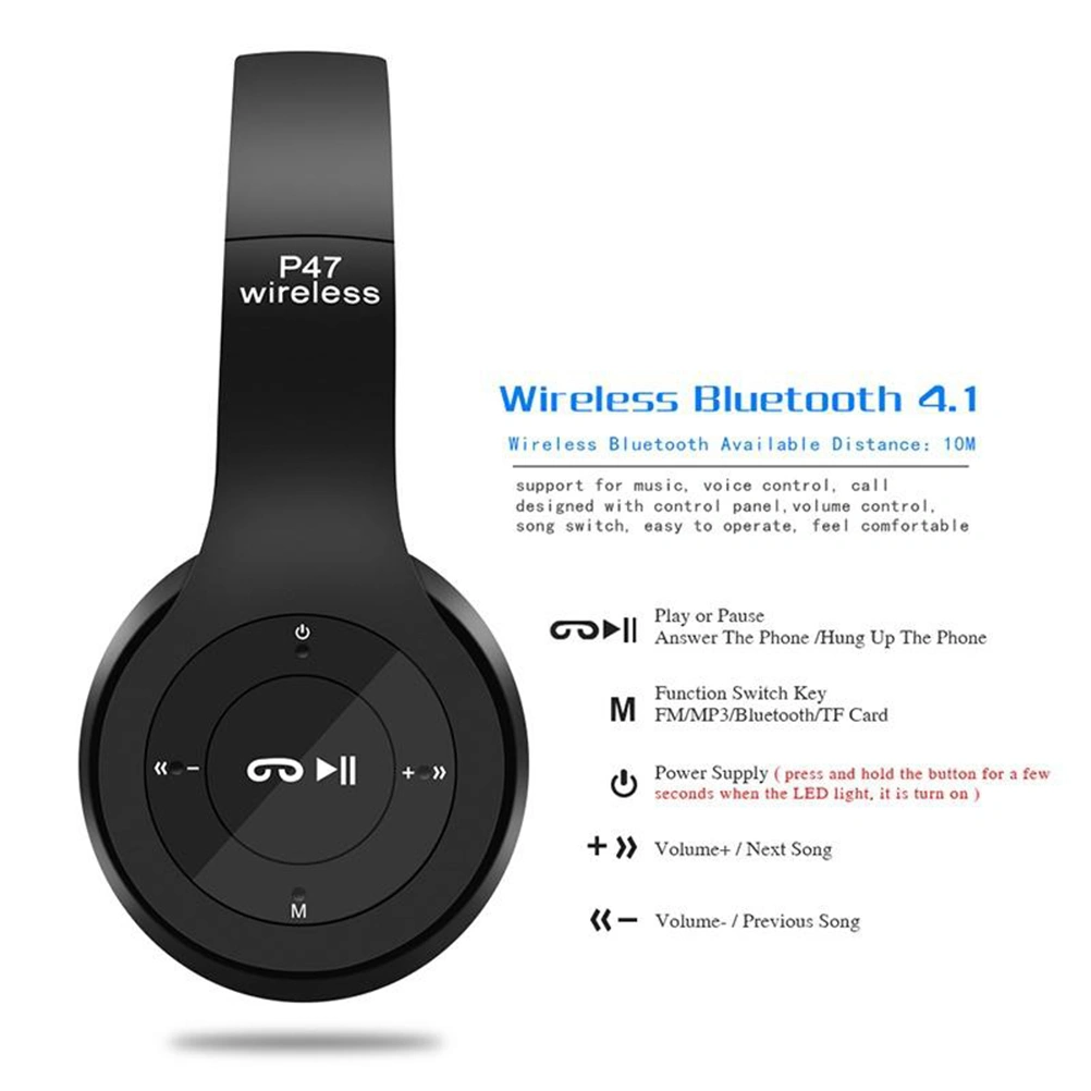 WirelessHeadset Foldable Lightweight Headphone for Tablets Smartphones Laptop Computer PC (White)