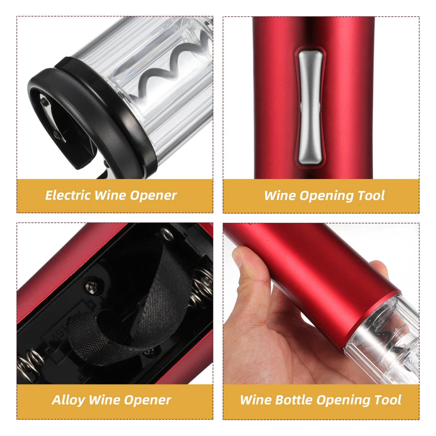 Wine Opener with Light Battery Powered Electric Bottle Corkscrew without Battery