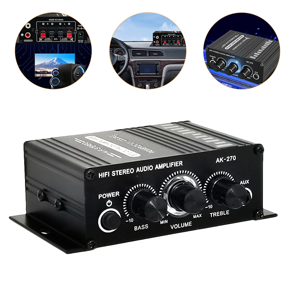 Audio Amplifier 12V Digital Audio Amp Dual Channels Bass Treble Amplifier