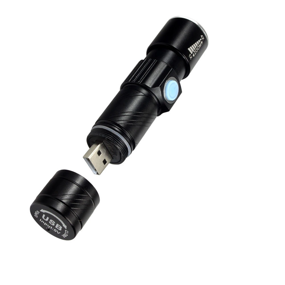 Mini LED Glare Flashlight USB Rechargeable Torch Portable Ultra Bright Flashlight Long-range Illumination Zoom Small Flashlight for Camping Hiking Black