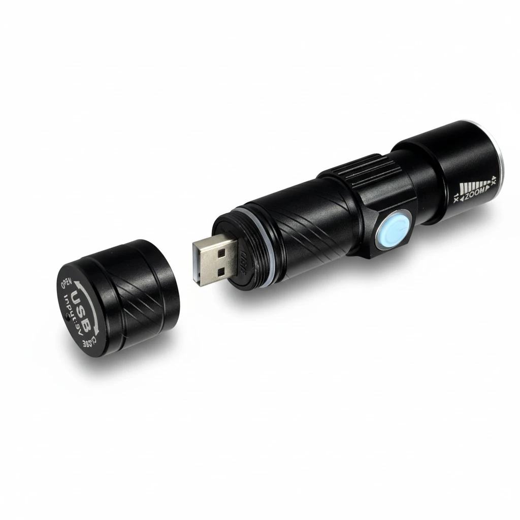Mini LED Glare Flashlight USB Rechargeable Torch Portable Ultra Bright Flashlight Long-range Illumination Zoom Small Flashlight for Camping Hiking Black