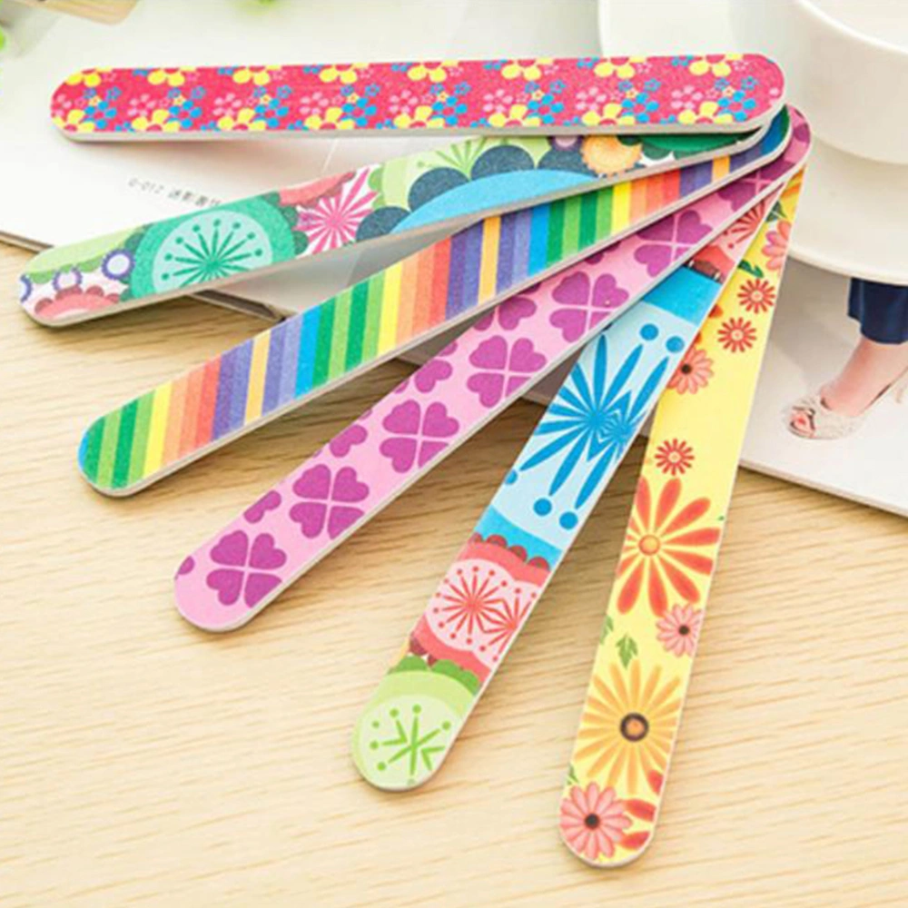 1 Pc Double-sided Colorful Nail Files Emery Board Nail Buffers Sanding Blocks Nail Pedicure Tools(Random Pattern)