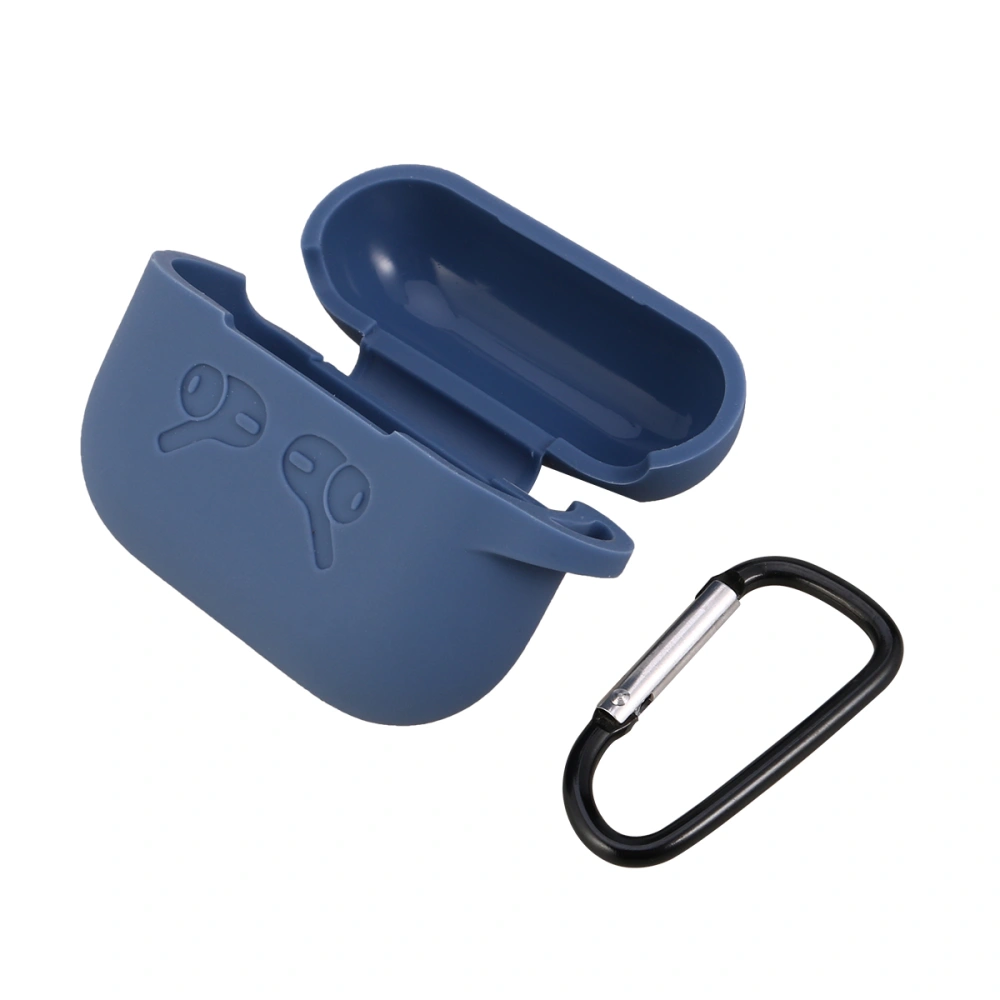 Fashion Wireless Earphone Protective Cover Creative Silicone Case Compatible for Airpods3 (Dark Blue With Hook)