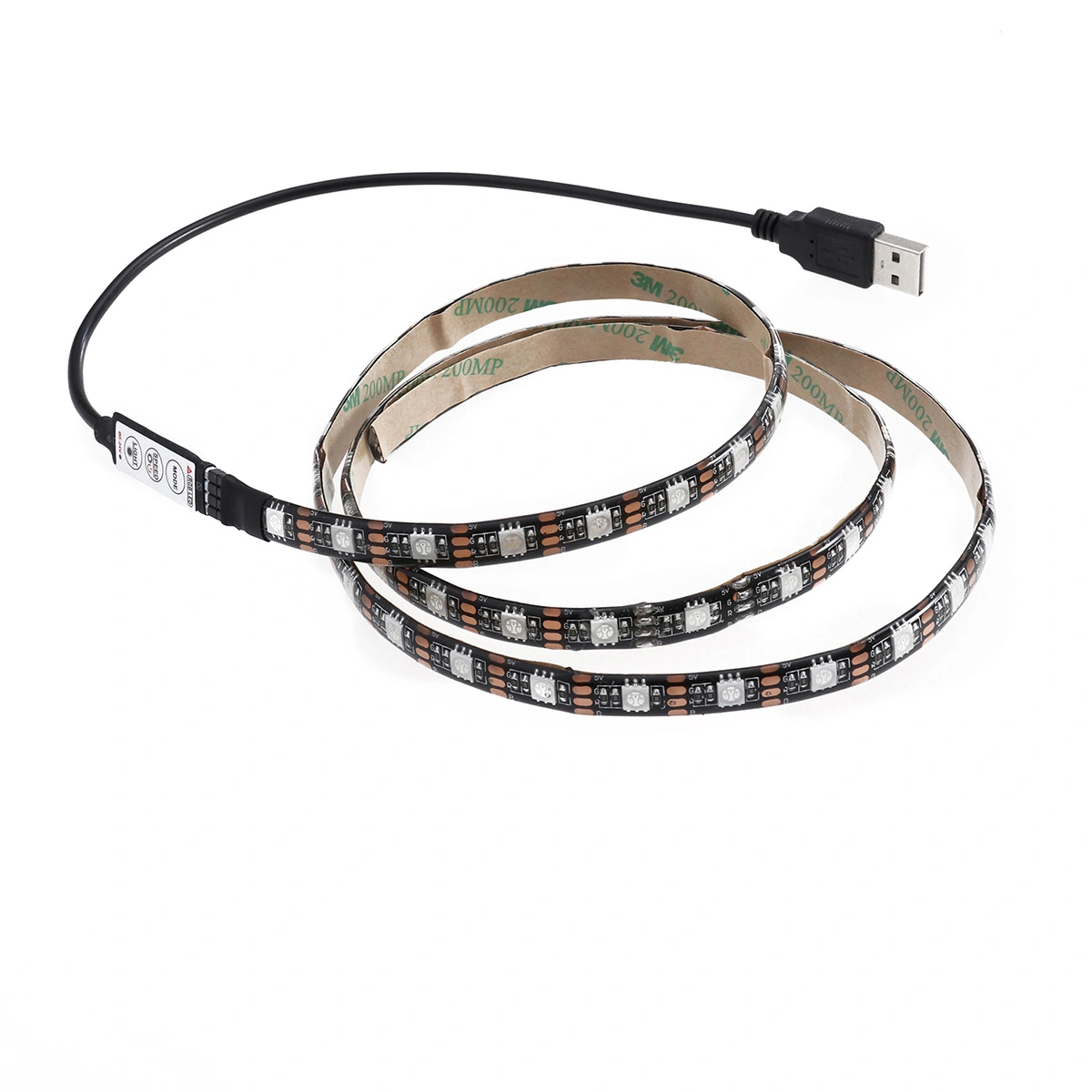 1m 5050 SMD Rope Light Waterproof Flexible RGB LED Strip Light with USB Control Cable for TV Closet Outdoor Lighting