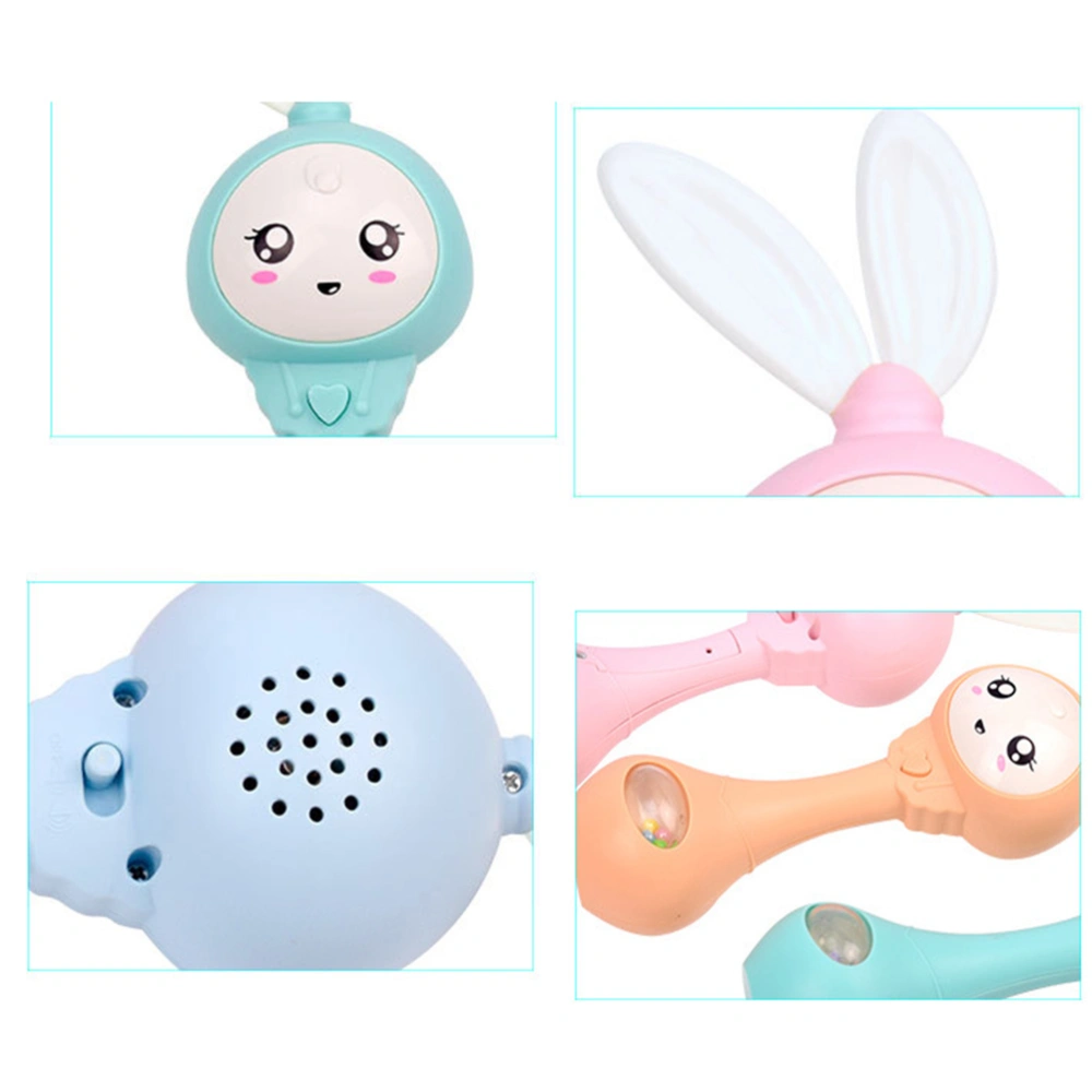 Baby Educational Gel Hand Grip Rattle Toy Rabbit Shape Rattle Bell for Children Playing (Sky-blue)