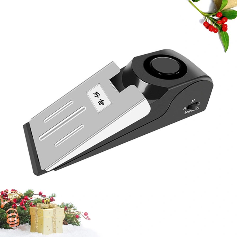 120dB Door Stopper Triggered Alarm Home Security Door Stop Door Accessory without (Black)