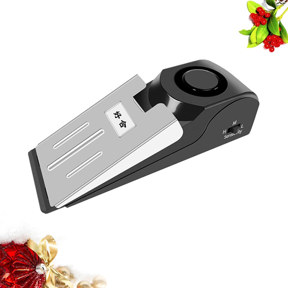 120dB Door Stopper Triggered Alarm Home Security Door Stop Door Accessory without (Black)
