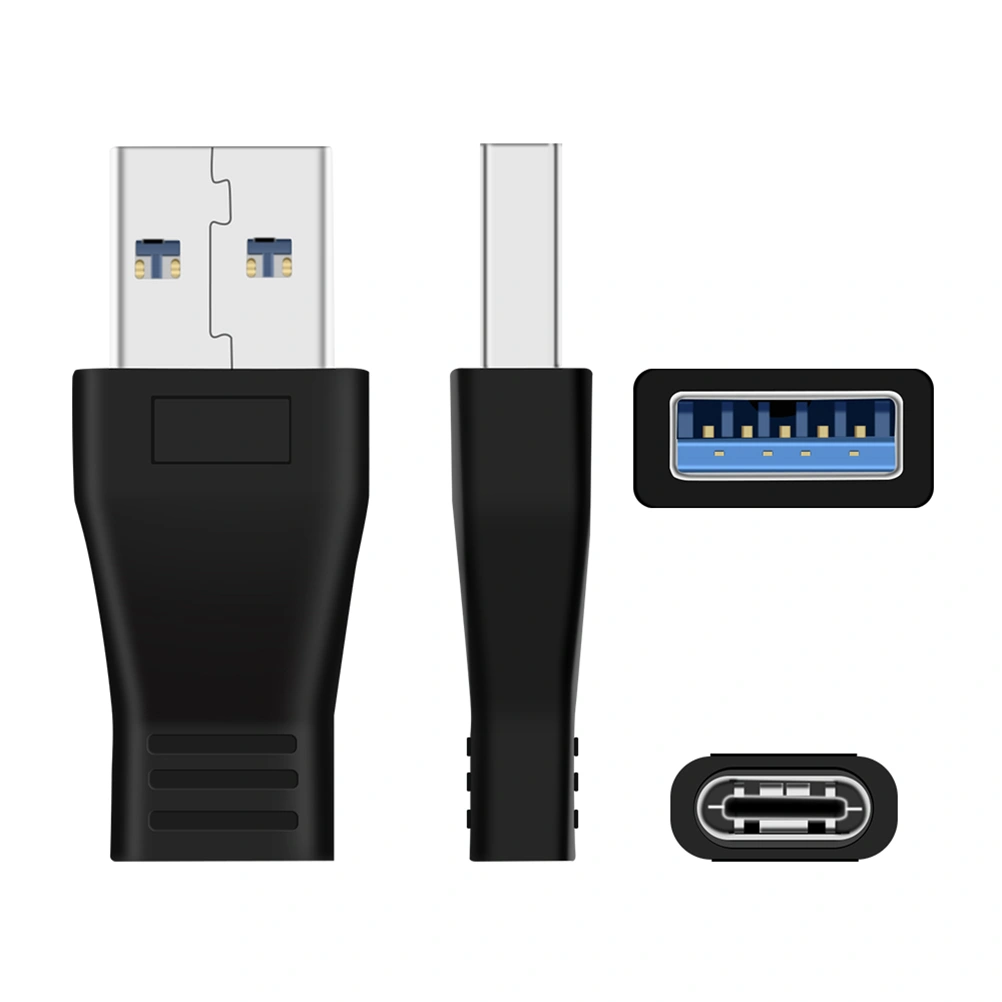 2PCS Type-C Male Connector to Micro USB 3.1 Female USB 3.0a Converter Data Adapter (Black)