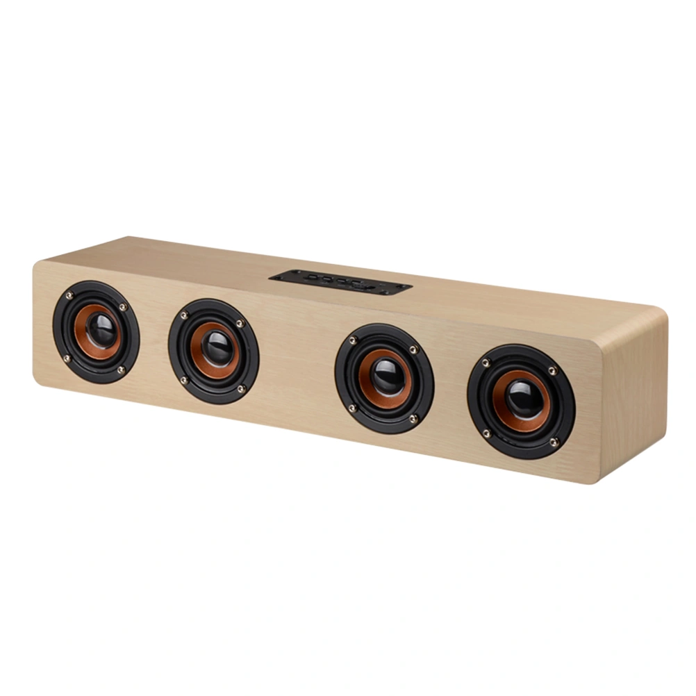 Vintage Wooden WirelessHIFI Speaker with 3D Surround Sound Controller TV Speaker SupportFM (Yellow)