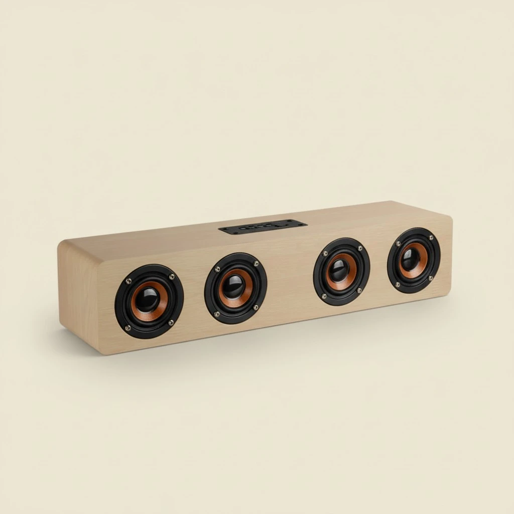 Vintage Wooden WirelessHIFI Speaker with 3D Surround Sound Controller TV Speaker SupportFM (Yellow)