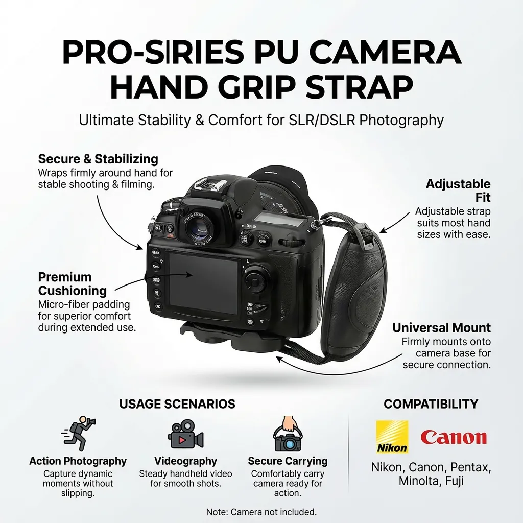 PU Hand Grip Strap for Nikon Pentax Minolta Fuji SLR DSLR Camera