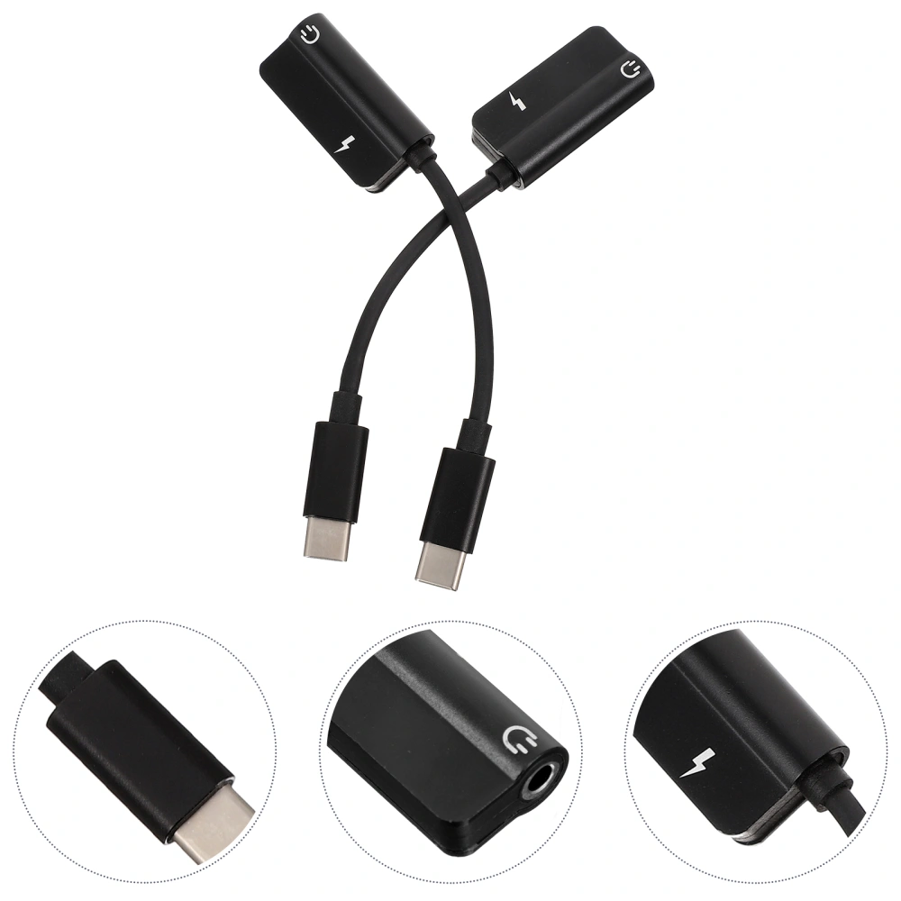 1 Set 2Pcs Type-C to 3.5mm Adapters 2-in-1 Headphone Adapters Converters