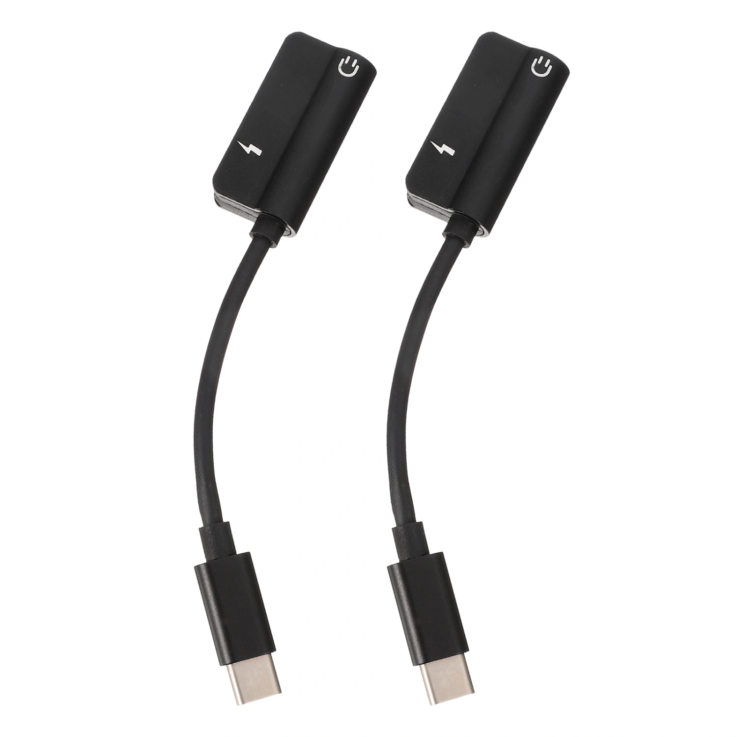 1 Set 2Pcs Type-C to 3.5mm Adapters 2-in-1 Headphone Adapters Converters