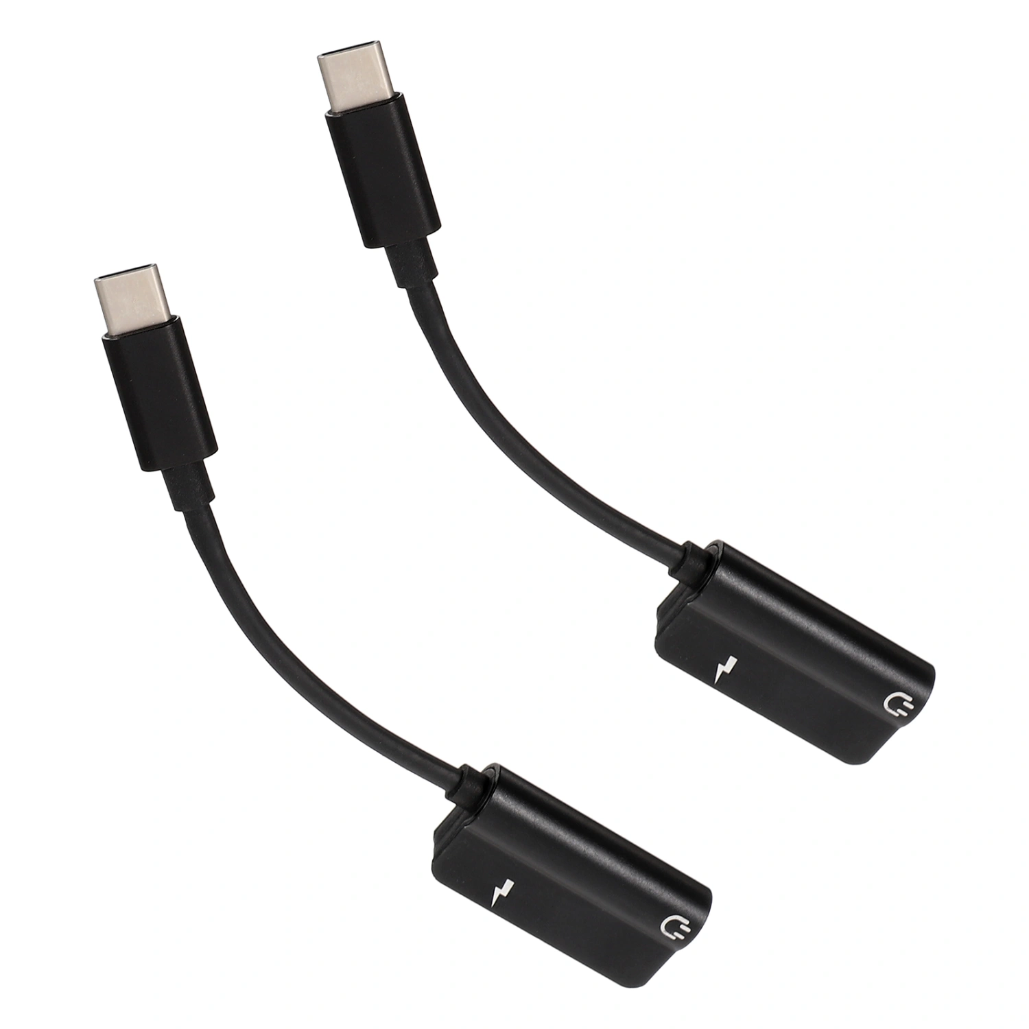1 Set 2Pcs Type-C to 3.5mm Adapters 2-in-1 Headphone Adapters Converters