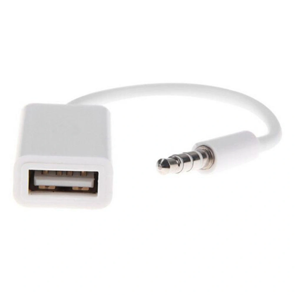 3.5mm Male AUX Audio Plug Jack To USB 2.0 Female Converter Cable Cord for Car Mp3 (White)