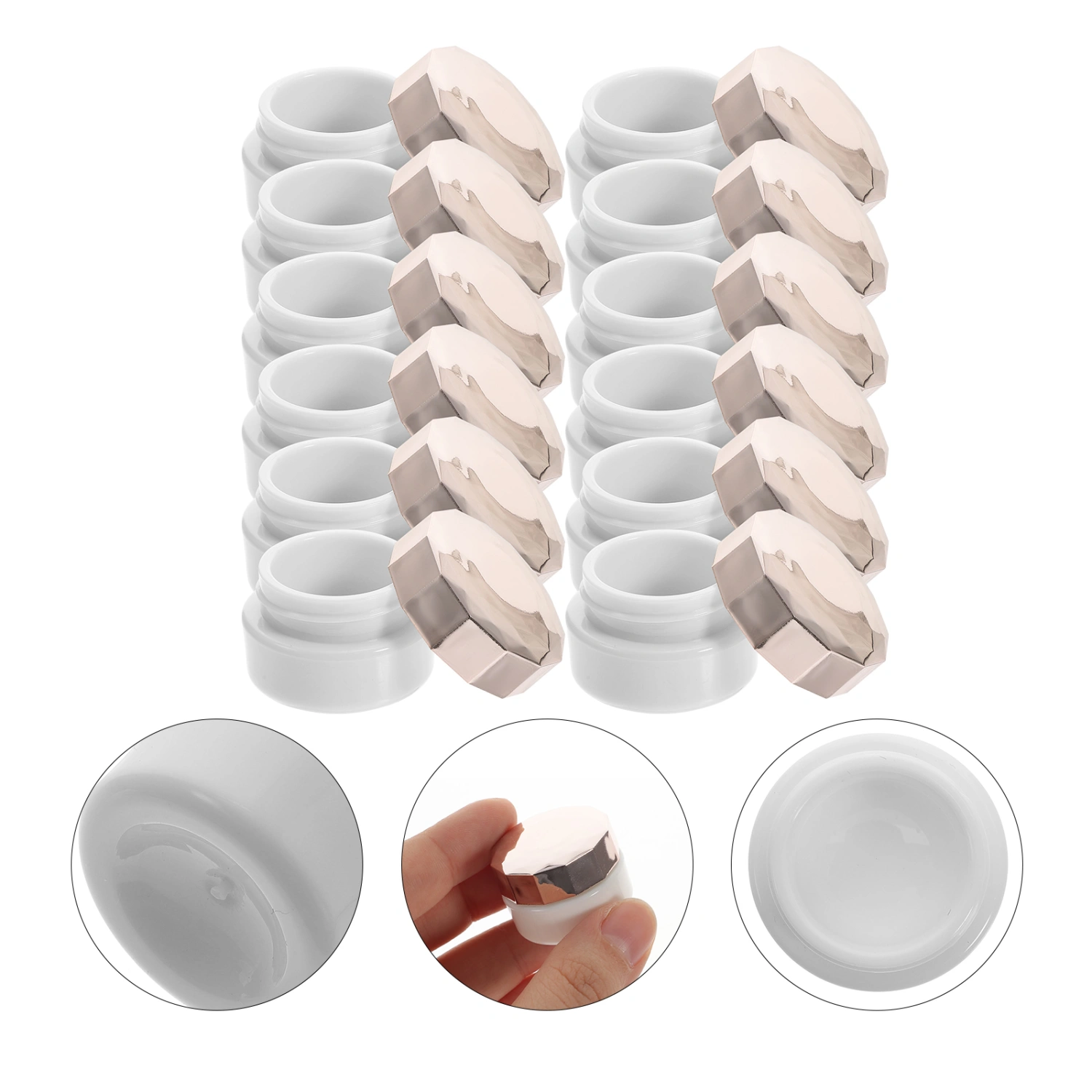 12 pcs Plastic Refillable Cosmetic Jars Empty Cream Lotion Container Makeup Box with Lids