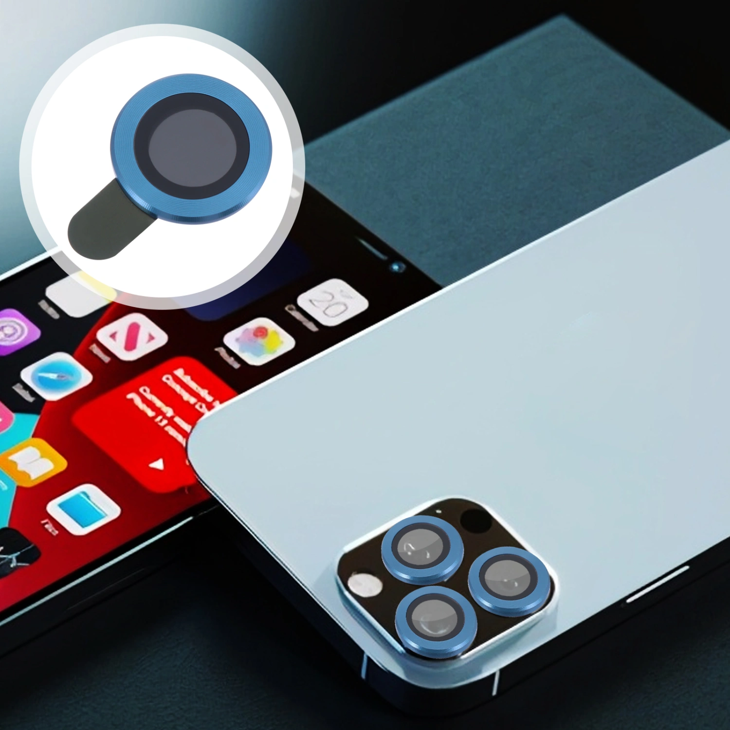 Camera Lens Protector with Aluminum Alloy Ring Compatible for iPhone 12 Pro Max
