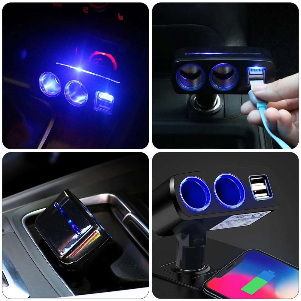 1Pc Car Charger Dual USB Charger Vehicle Cigarette Lighter Car Supplies