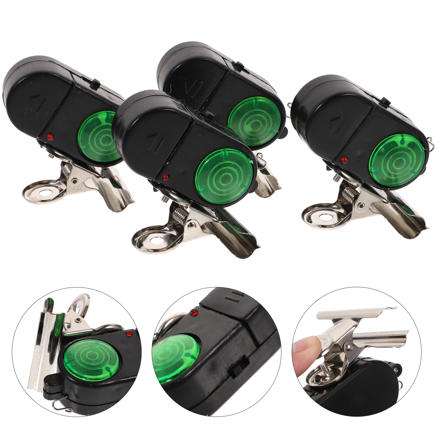 4PCS Fishing Electronic Alarm High Sensitivity LED Loud Alarm Throwing Rod Squid Bell (Black)