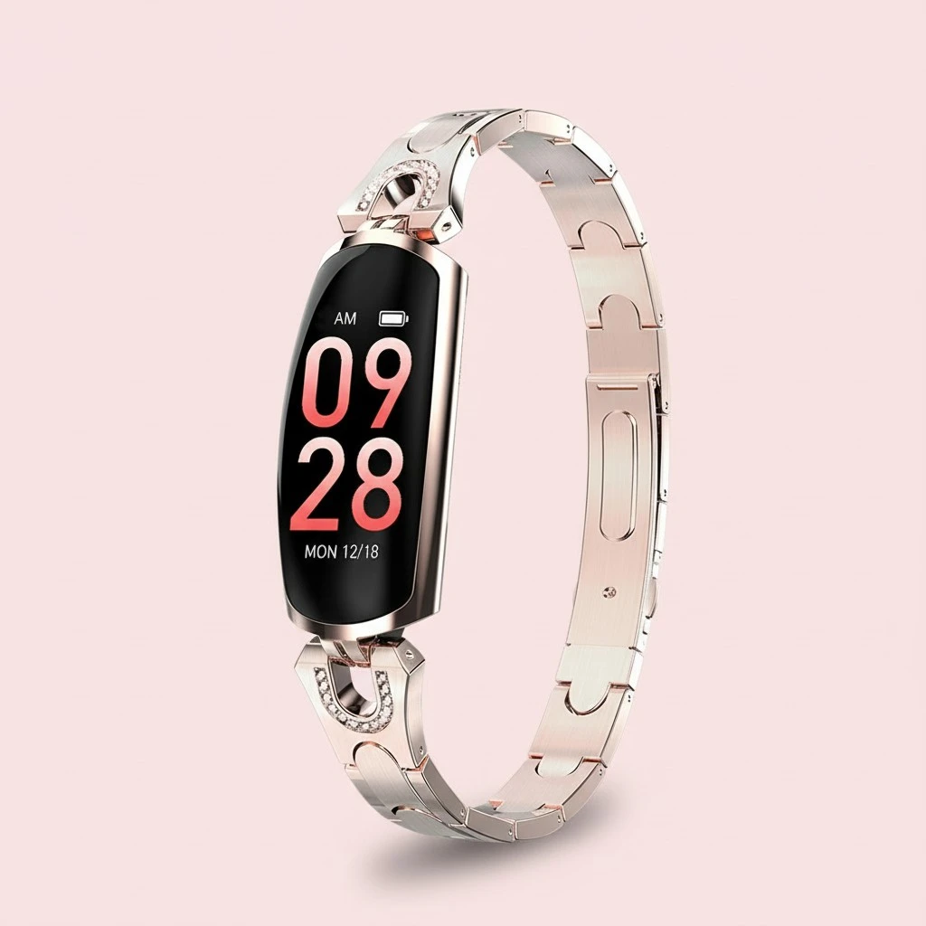 AK16 Smart Watch Fitness with Heart Rate Monitor Blood Pressure Monitor for Women Girls (Golden)