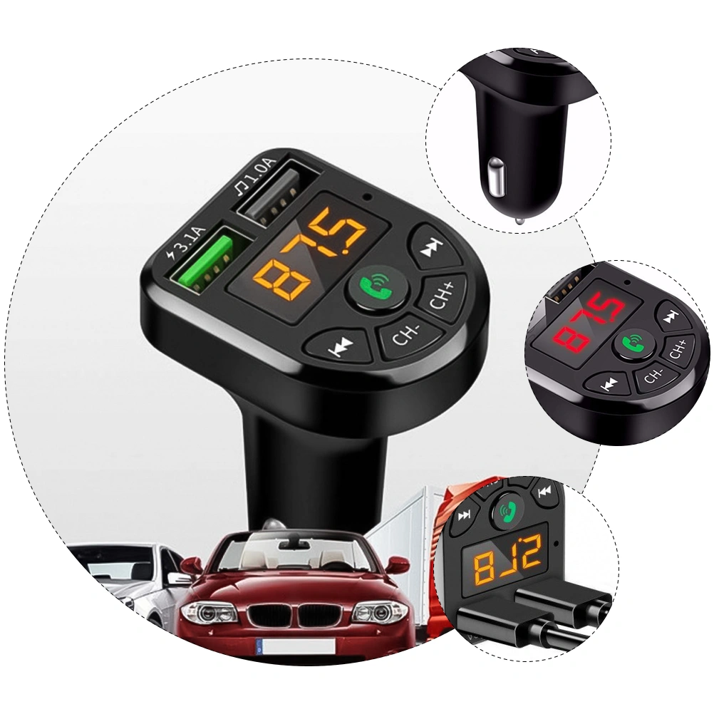 Car FM Transmitter Audio Adapter Charger Car Kit with Hands-Free Calls
