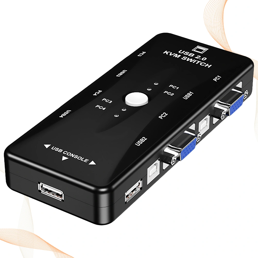 KVM Switcher Four in One out Mouse Keyboard Switch Splitter 4 Port USB Audio Video Switcher VGA Printer Share Switch