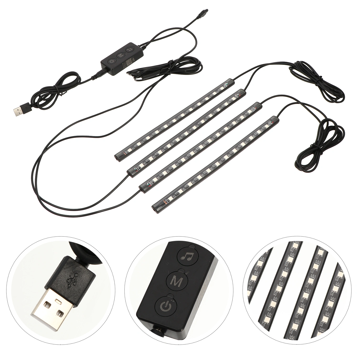 RGB Car LED Strip Light Music Interior Atmosphere Lights Wireless