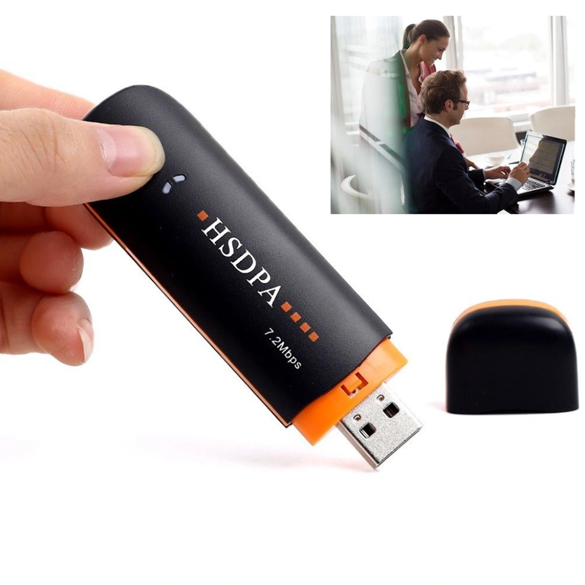 Wireless USB2.0 7.2Mbps 2G/3G Network Lan Stick Modem Dongle TF/SIM Slot (Black)