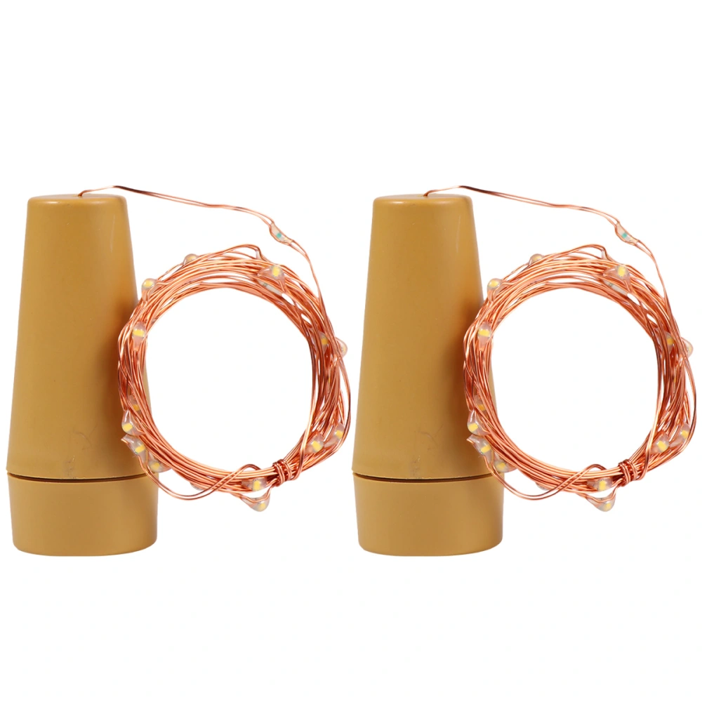 2Pcs Bottle Plug String Light (USB Charging, 2m 20LEDS Copper Wire)