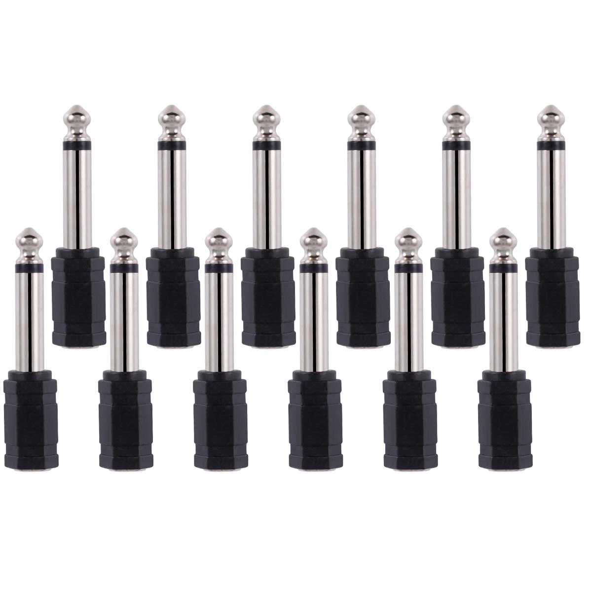 12pcs 6.35mm Mono Plug to 3.5mm Mono Jack Adapter Audio Connector 6.35 Plug to 3.5 Jack Connector Converter