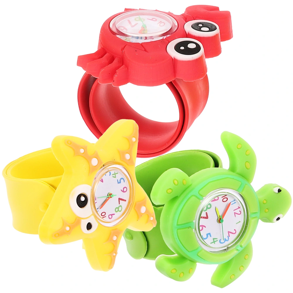 3 Pcs Marine Theme Kids Watches Children Digital Watch Kids Cartoon Slap Watch