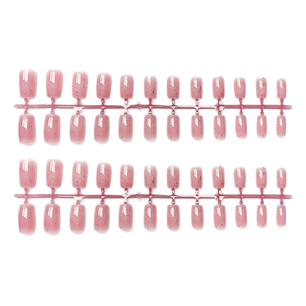 2 Sets Pink Glitter Nail Art Stickers False Nail Tips Fake Nail Tip Decals Nail Stickers Manicure Decoration Stylish Nail Pieces