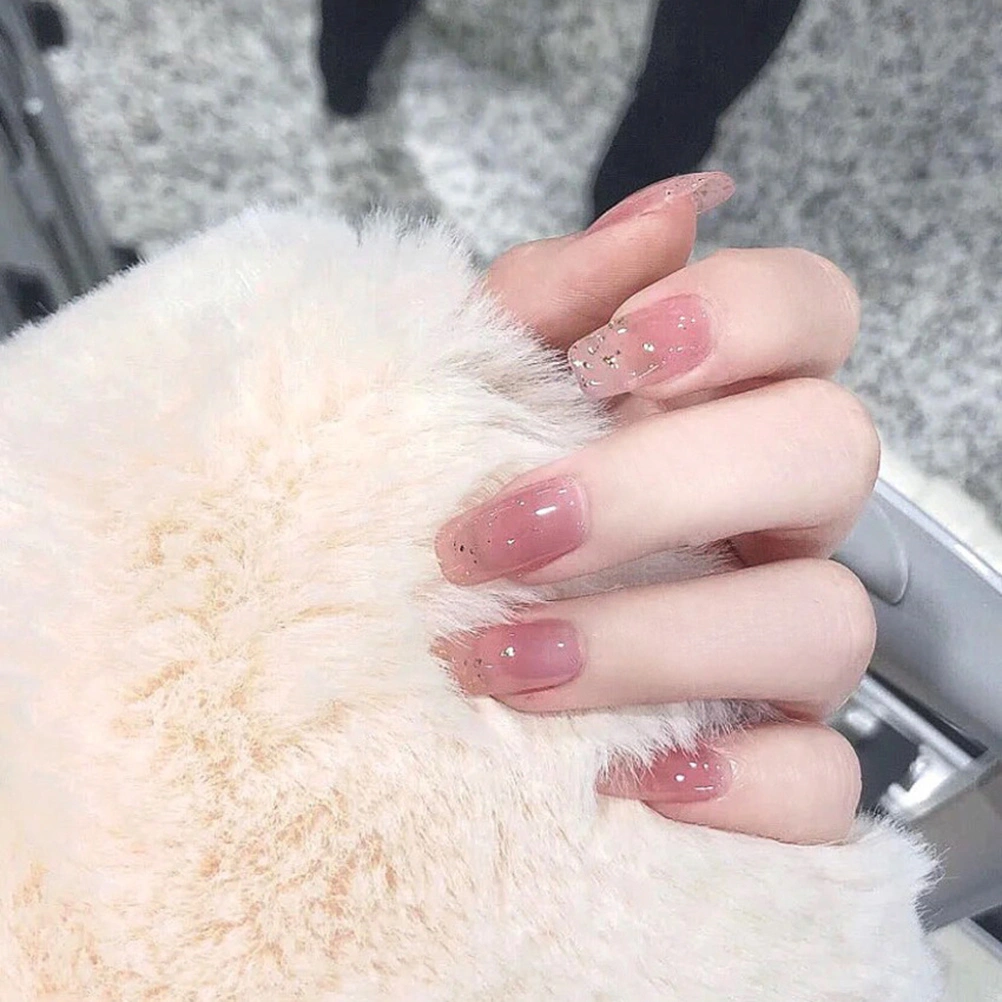 2 Sets Pink Glitter Nail Art Stickers False Nail Tips Fake Nail Tip Decals Nail Stickers Manicure Decoration Stylish Nail Pieces