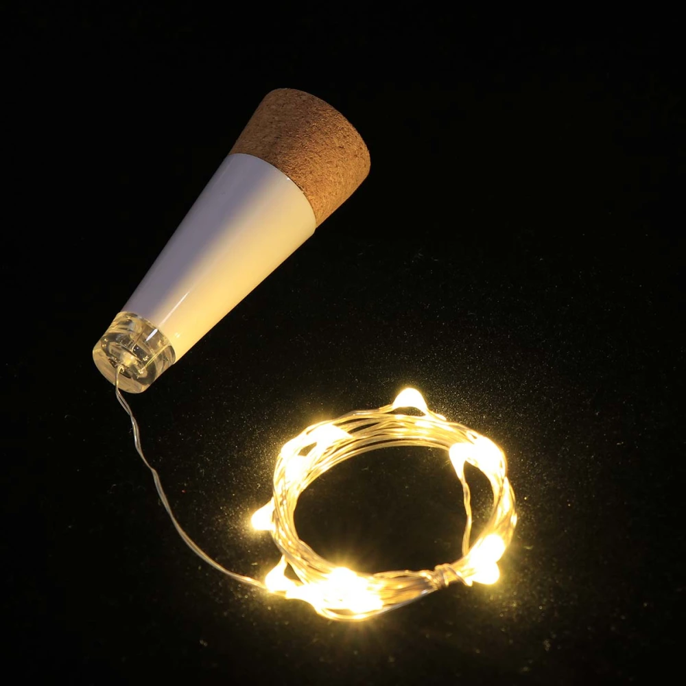 1.5M 15 LED Lights String Rechargeable USB Cork Red Wine Cork Light String (Warm White Color)