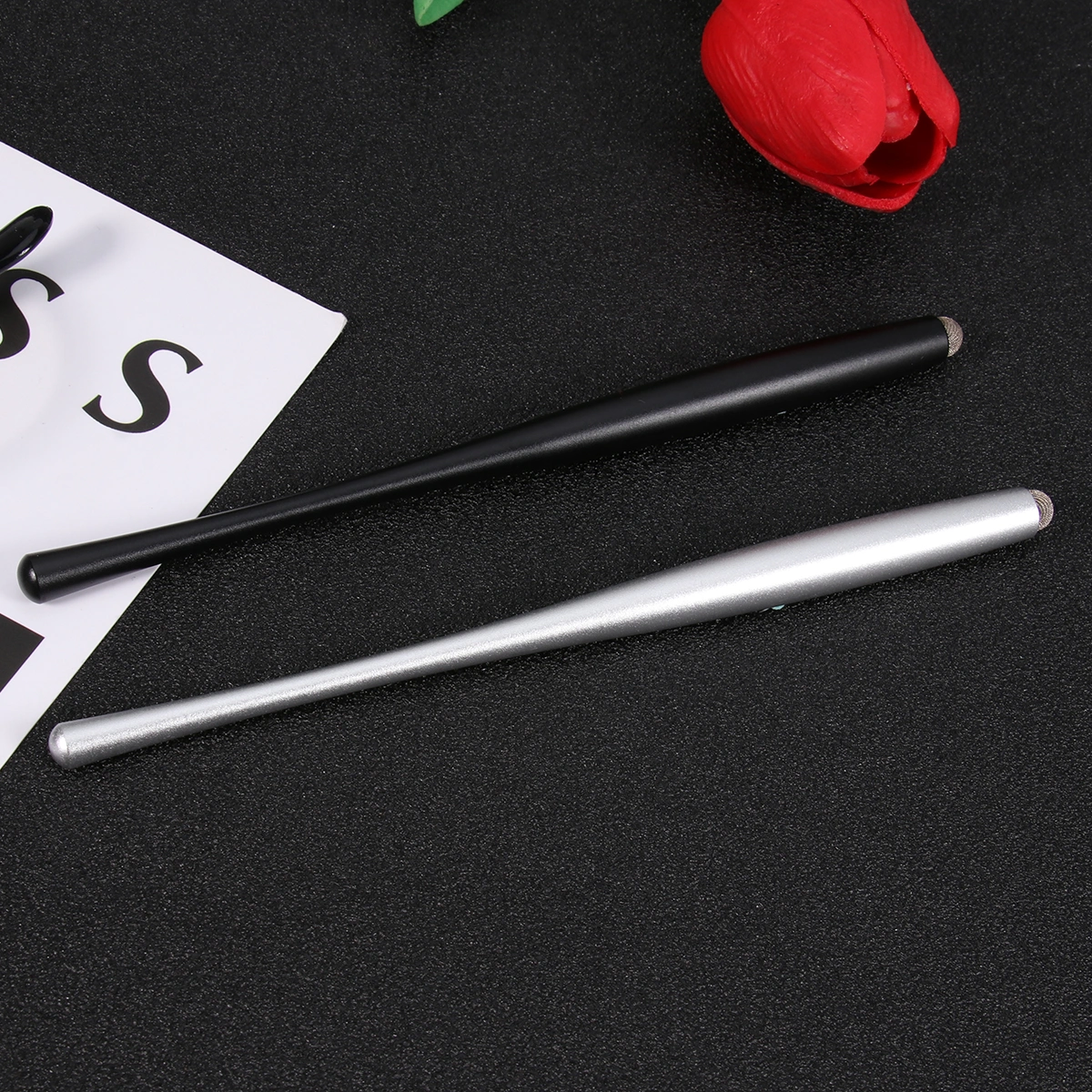 2pcs Metal Capacitive Stylus Replacable Fiber Cloth Tip Touch Pen Handwriting Capacitive Pens for Phone Tablet (Mixed Colors)