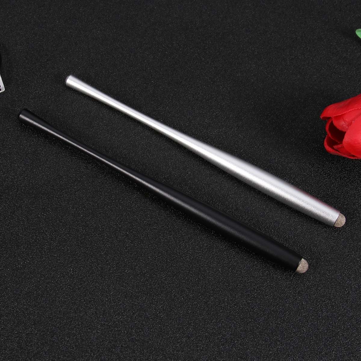 2pcs Metal Capacitive Stylus Replacable Fiber Cloth Tip Touch Pen Handwriting Capacitive Pens for Phone Tablet (Mixed Colors)